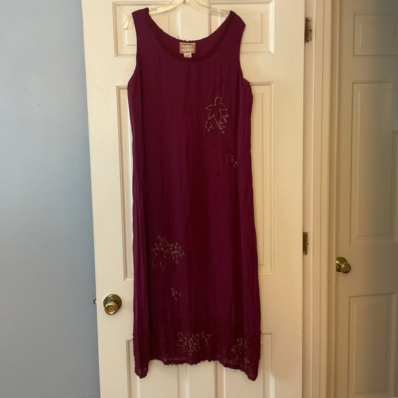 Vintage April Cornell Beaded Midi Dress Burgundy Red Embellished 90’s Y2K L NWT - Picture 1 of 8